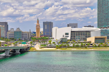 Miami, Florida, USA-20 May, 2019: Scenic Miami harbor on a bright sunny day