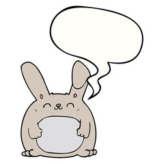 cartoon rabbit and speech bubble