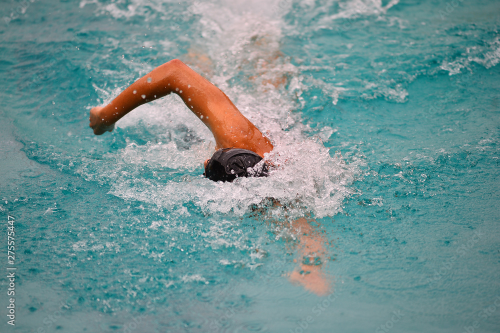 Poster The swimmer swimming in the swimming pool