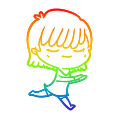 rainbow gradient line drawing cartoon woman
