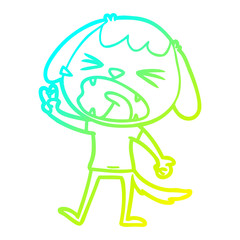 cold gradient line drawing cute cartoon dog barking