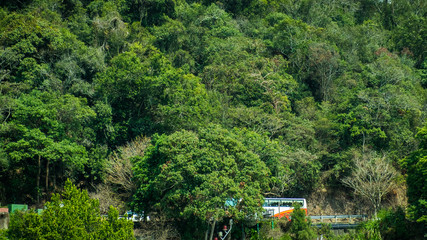 Nantou, Taiwan - 01 Mar 2019: Landscape of Sun Moon Lake. Sun Moon Lake is a very famous lake in Taiwan for its beauty and cherry blossom