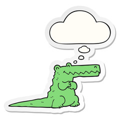 cartoon crocodile and thought bubble as a printed sticker