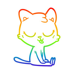 rainbow gradient line drawing cartoon cat