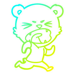 cold gradient line drawing angry cartoon bear running