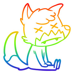 rainbow gradient line drawing cartoon dead fox
