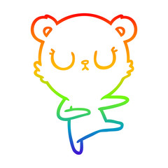 rainbow gradient line drawing peaceful cartoon bear cub