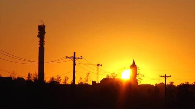 A Timelapse Shot Of A Sunset Over The City Of Moncton, New Brunswick In Summer.