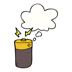 cartoon battery and thought bubble