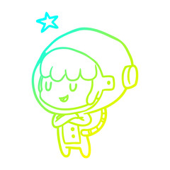 cold gradient line drawing female future astronaut in space suit