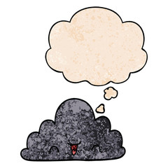 cute cartoon cloud and thought bubble in grunge texture pattern style