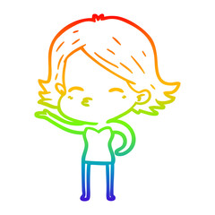 rainbow gradient line drawing cartoon woman