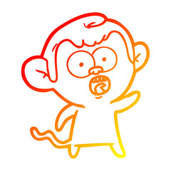 warm gradient line drawing cartoon shocked monkey