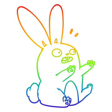 recommend clip art: rainbow gradient line drawing cartoon startled rabbit