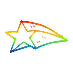 rainbow gradient line drawing cartoon shooting star