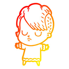 warm gradient line drawing cartoon woman