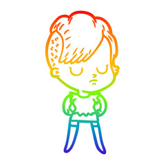 rainbow gradient line drawing cartoon woman