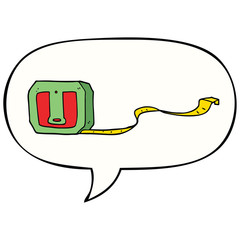 cartoon tape measure and speech bubble
