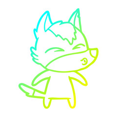 cold gradient line drawing cartoon wolf whistling