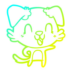 cold gradient line drawing laughing cartoon dog