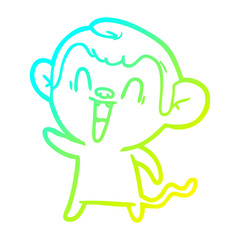 cold gradient line drawing cartoon laughing monkey