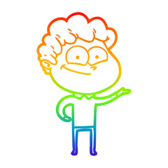 rainbow gradient line drawing cartoon happy man