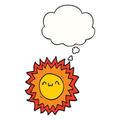 cartoon sun and thought bubble