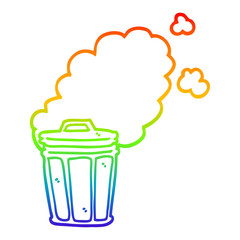 rainbow gradient line drawing cartoon stinky garbage can