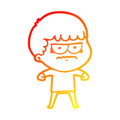 warm gradient line drawing cartoon annoyed man
