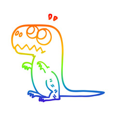 rainbow gradient line drawing cartoon prehistoric dinosaur