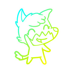 cold gradient line drawing happy cartoon fox