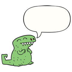 cartoon dinosaur and speech bubble