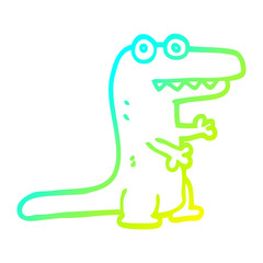 cold gradient line drawing cartoon crocodile