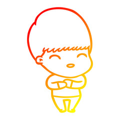 warm gradient line drawing happy cartoon boy