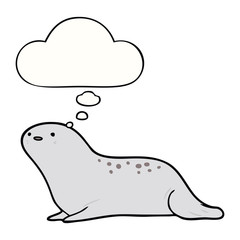 cartoon seal and thought bubble