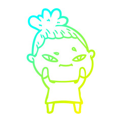 Fototapeta premium cold gradient line drawing cartoon woman