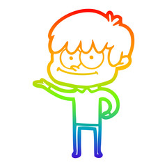 rainbow gradient line drawing happy cartoon man