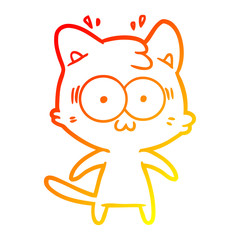 Obraz premium warm gradient line drawing cartoon surprised cat