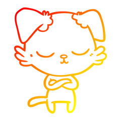 warm gradient line drawing cute cartoon dog