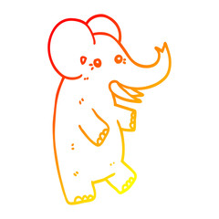 warm gradient line drawing cartoon elephant