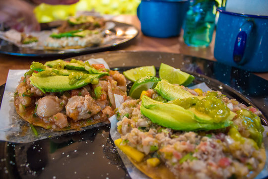 Tostada De Ceviche En Ciudad De Mexico