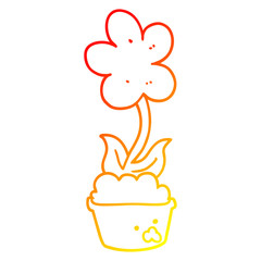 warm gradient line drawing cute cartoon flower