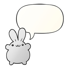 cartoon rabbit and speech bubble in smooth gradient style