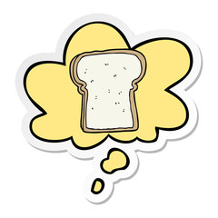 cartoon slice of bread and thought bubble as a printed sticker