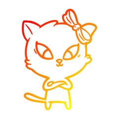 warm gradient line drawing cartoon cat