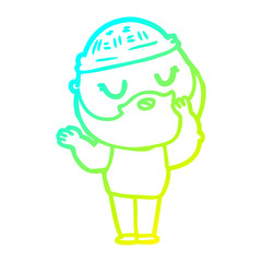 cold gradient line drawing cartoon man with beard