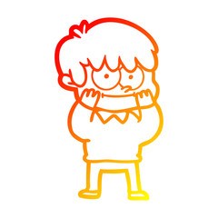 warm gradient line drawing happy cartoon man
