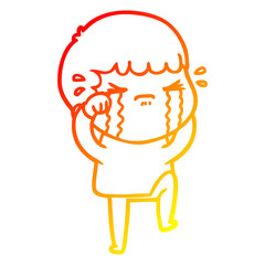 warm gradient line drawing cartoon man crying