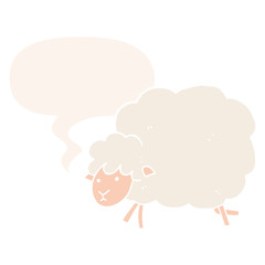cartoon sheep and speech bubble in retro style