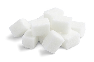 Sugar. White Sugar Cubes Isolated on White. Full depth of field